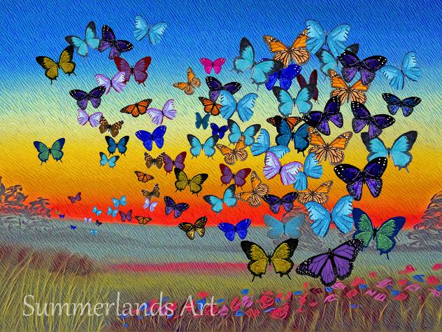 Butterfly Field at Sunset